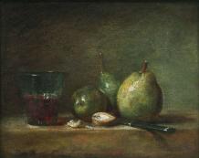 Jean simeon chardin poires noix et verre de vin 1768